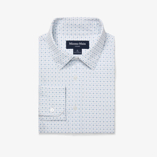 Leeward LS Dress Shirt - White Hatch Mark