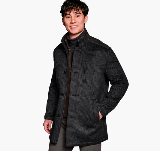 Upton Car Coat - Charcoal Plaid