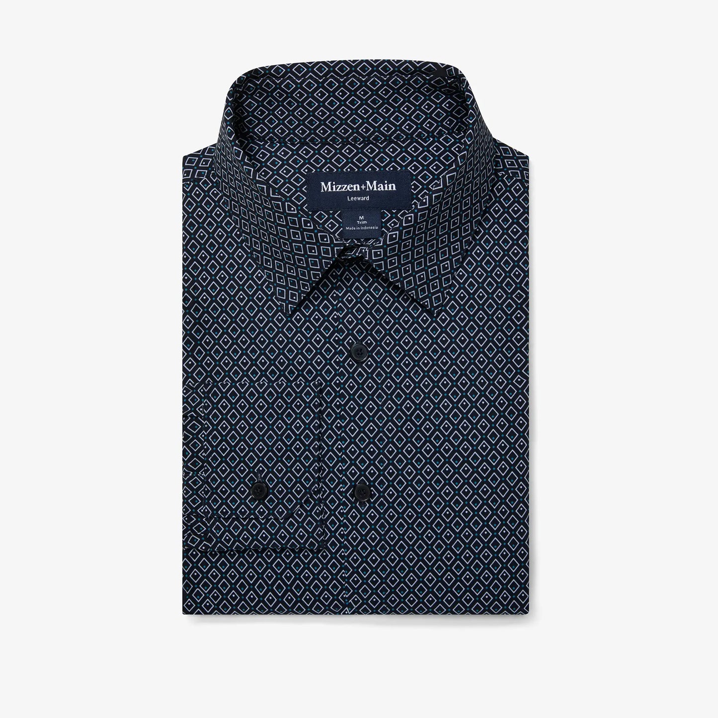 Leeward LS Dress Shirt - Navy Diamond