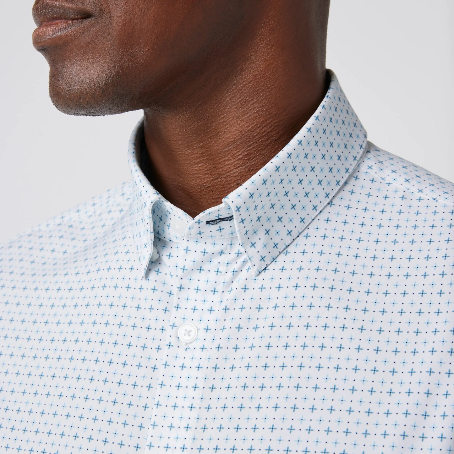 Leeward LS Dress Shirt - White Hatch Mark