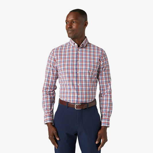 Leeward LS Dress Shirt - Holly Berry Coastal Plaid