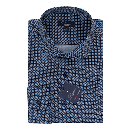 Slim Sport Shirt - Navy/Brown