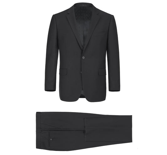 2-Piece Notch Lapel Suit - Black