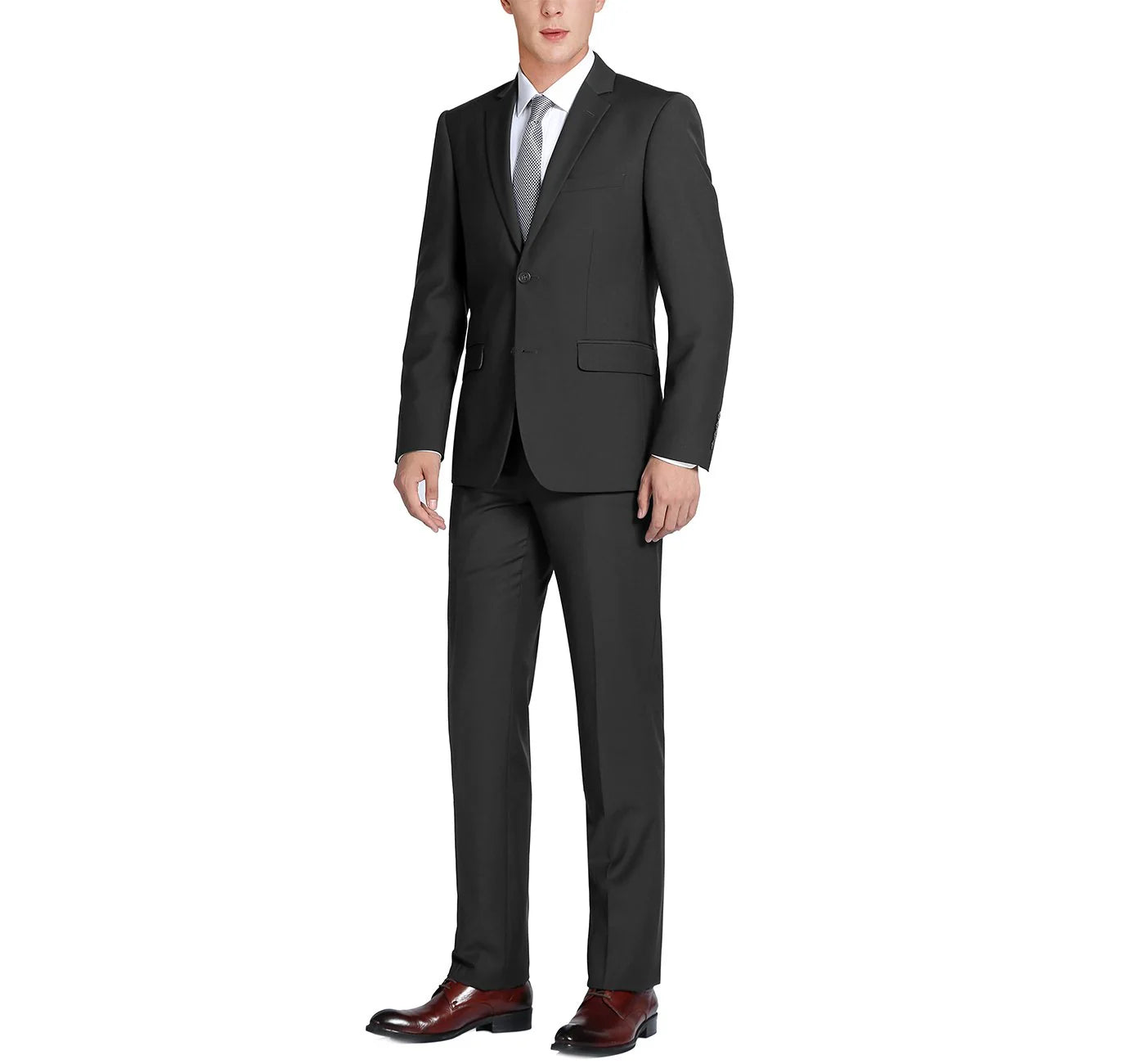 2-Piece Notch Lapel Suit - Black