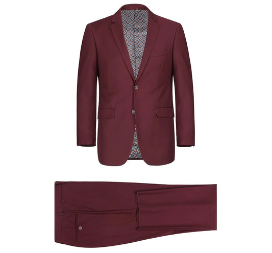 2-Piece Notch Lapel Suit - Burgundy