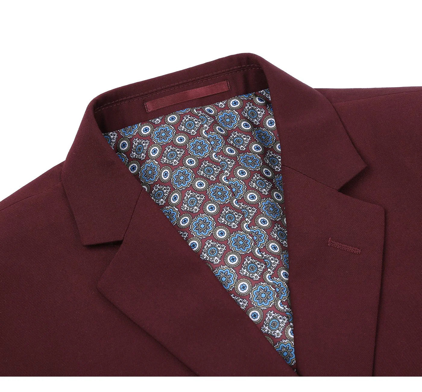 2-Piece Notch Lapel Suit - Burgundy