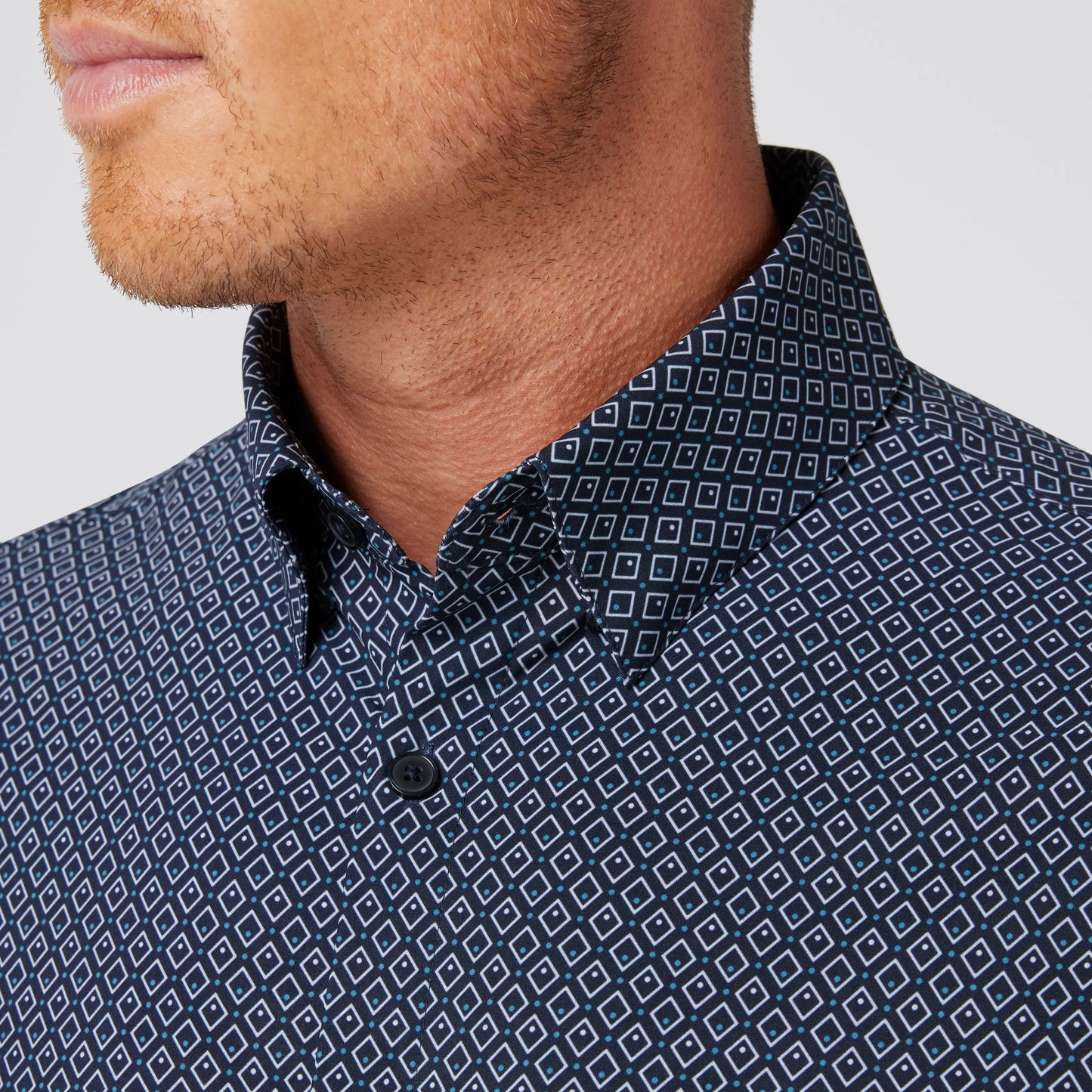 Leeward LS Dress Shirt - Navy Diamond