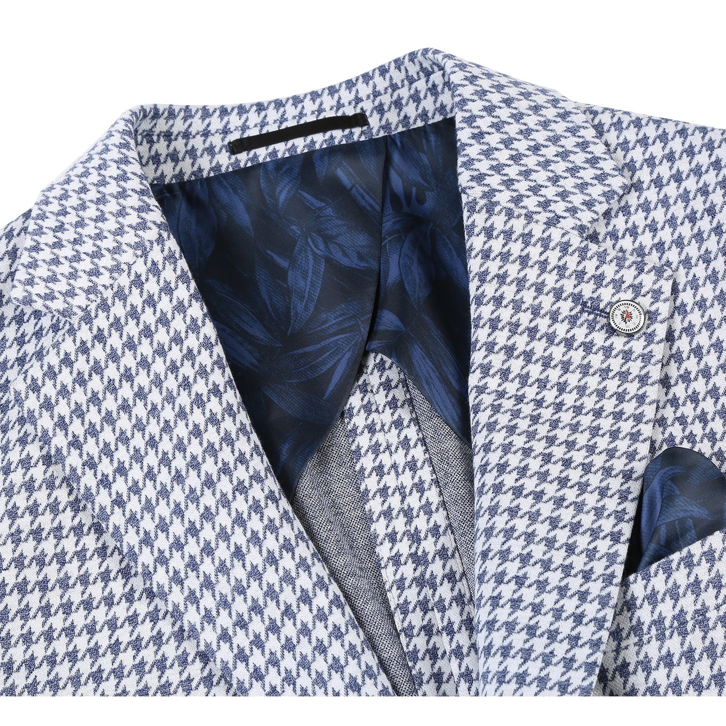 Pellagio Half-Canvas Blazer - Blue Houndstooth