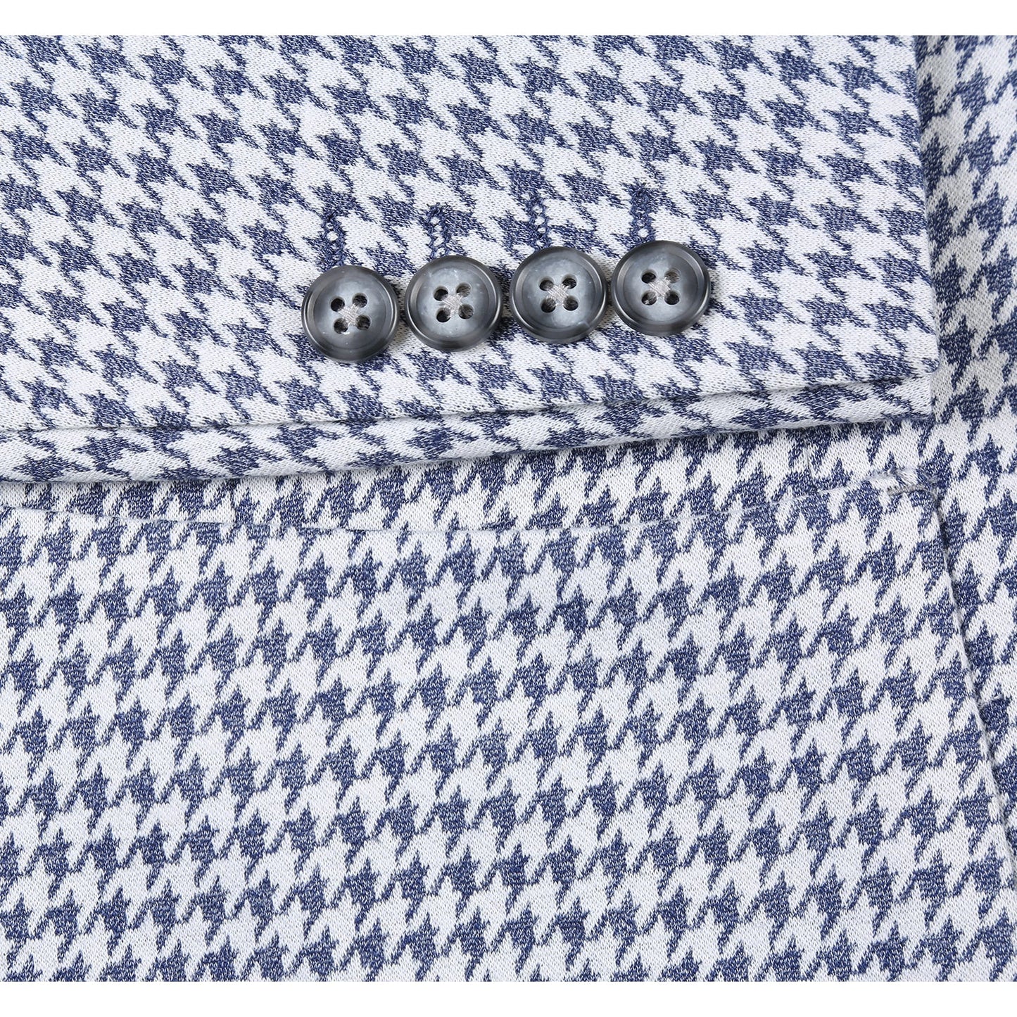 Pellagio Half-Canvas Blazer - Blue Houndstooth