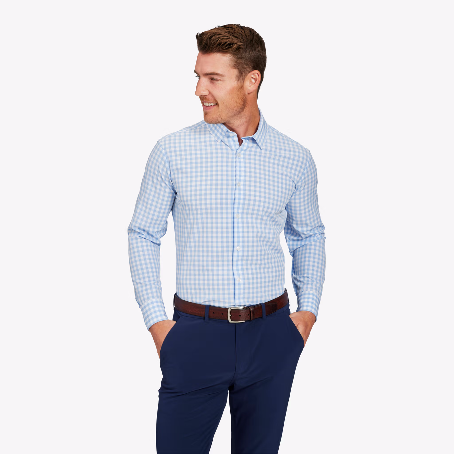 Leeward LS Dress Shirt - Light Blue Gingham