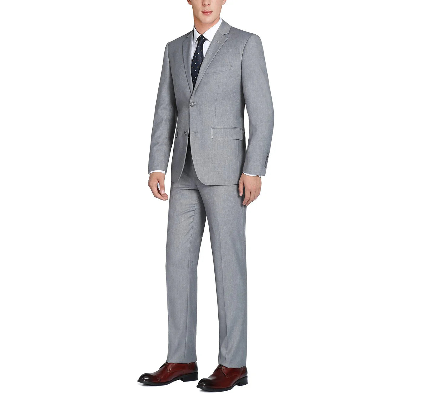 2-Piece Notch Lapel Suit - Light Grey