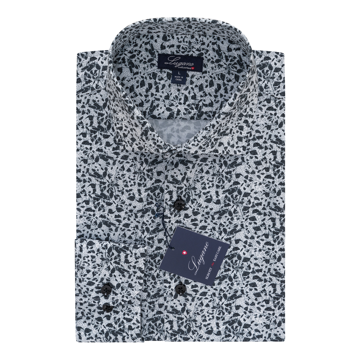 Slim Sport Shirt - White/Black Floral