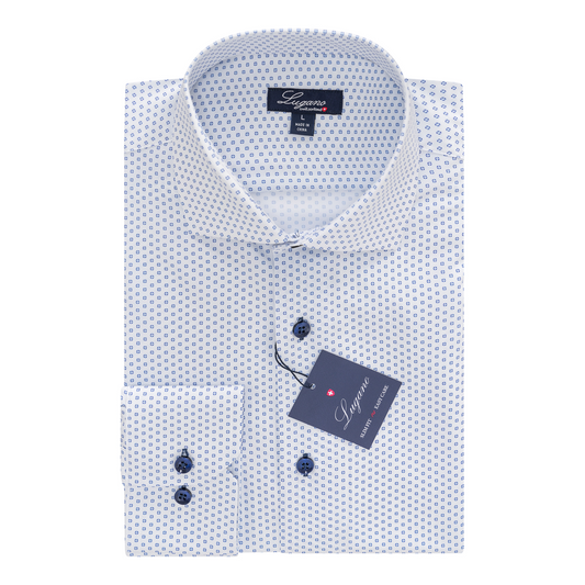 Slim Sport Shirt - White/Navy Circles