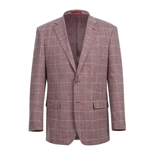 Single Breasted Windowpane Blazer - Wine