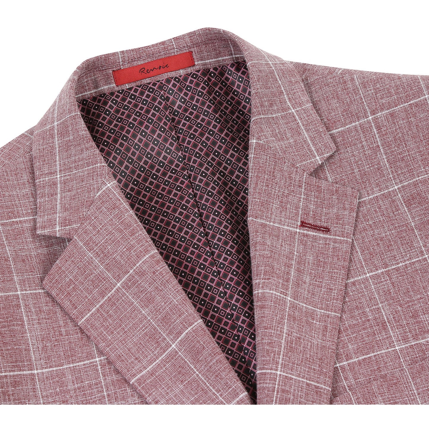 Single Breasted Windowpane Blazer - Wine