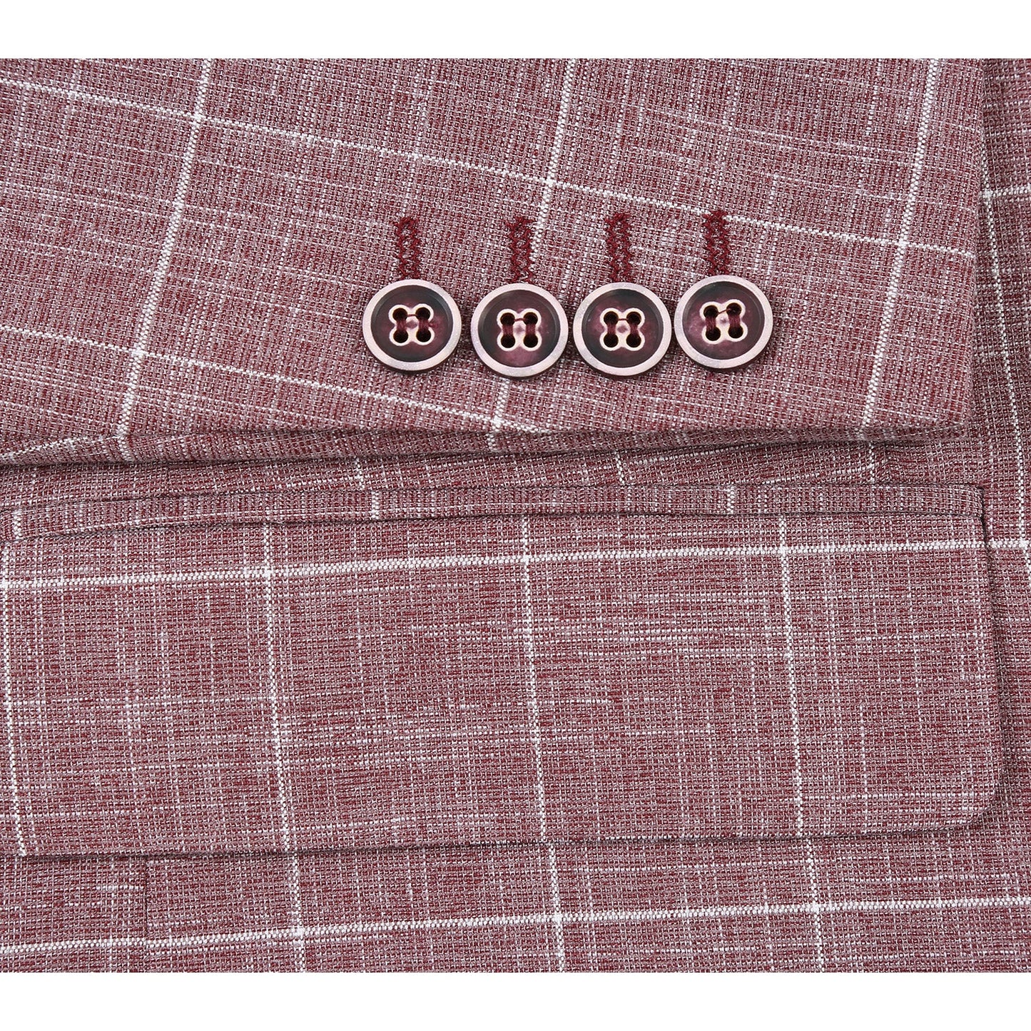 Single Breasted Windowpane Blazer - Wine